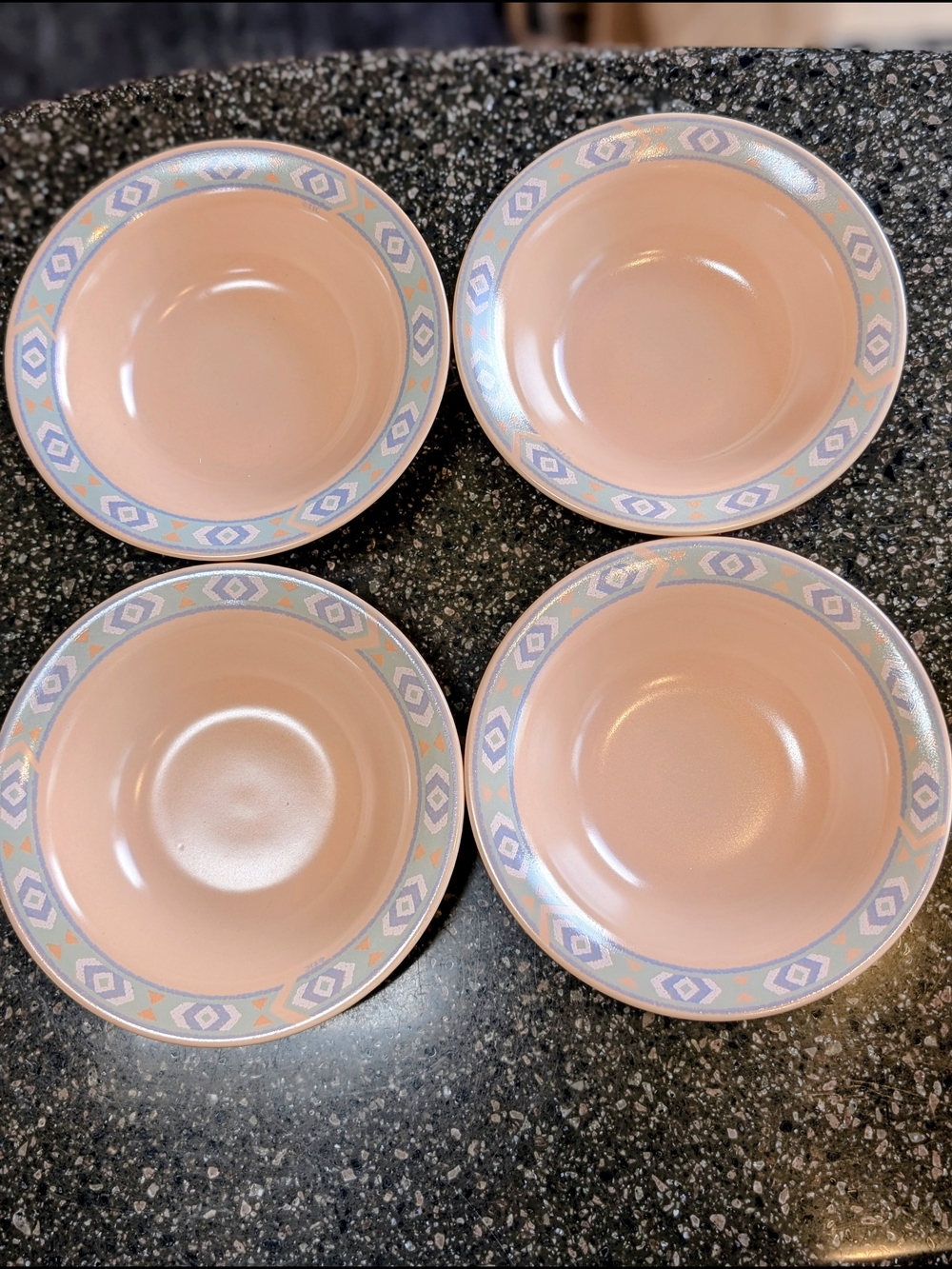 Vintage 80's Treasurecraft Japan Southwest Stoneware Ceramic Bowls Set Of 4
